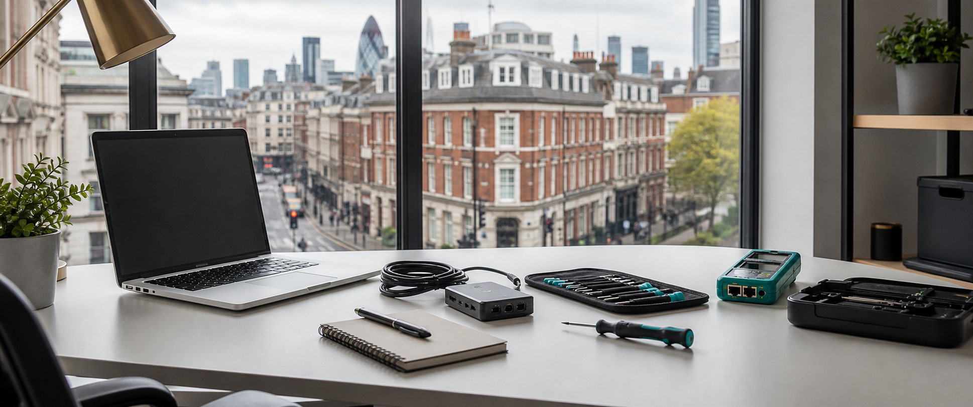 A technical service desk in a London office setting