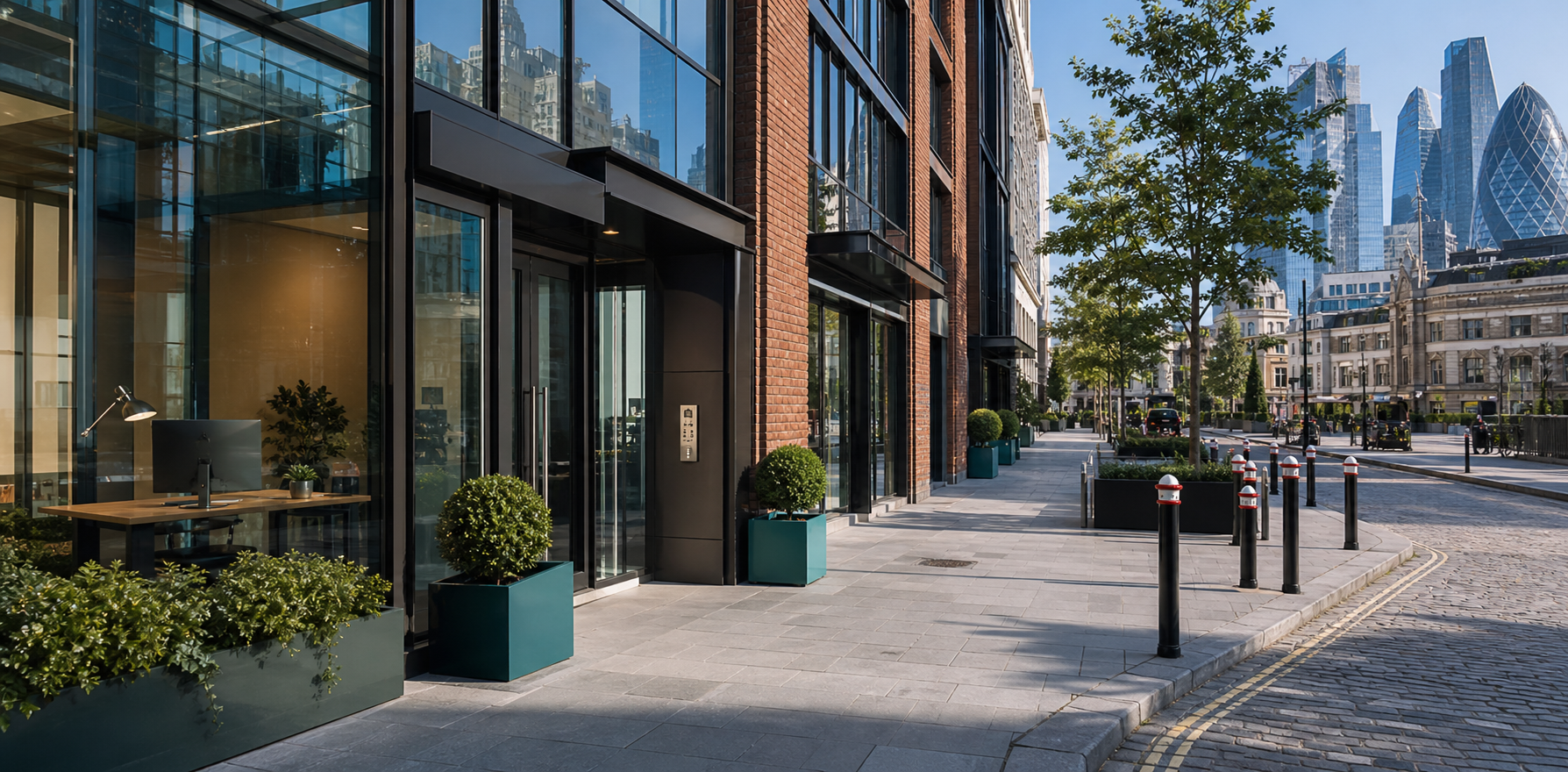 A contemporary London business district exterior